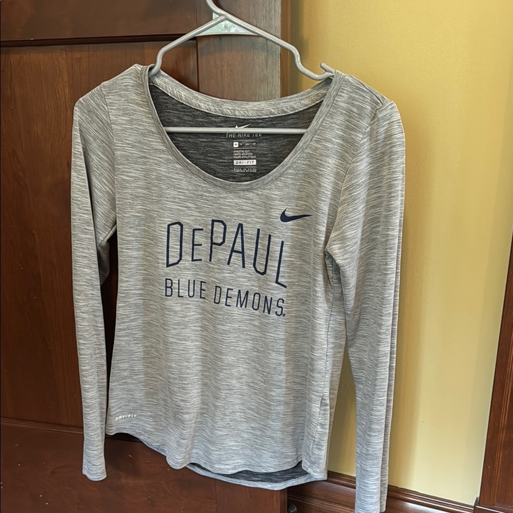 Nike Gray Long Sleeve with DePaul Blue Demons Logo